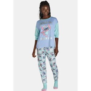 NEW Choose Sz SNOW MUCH FUN Stretchy Lightweight 3 Pc STITCH Pajama Lounge Set
